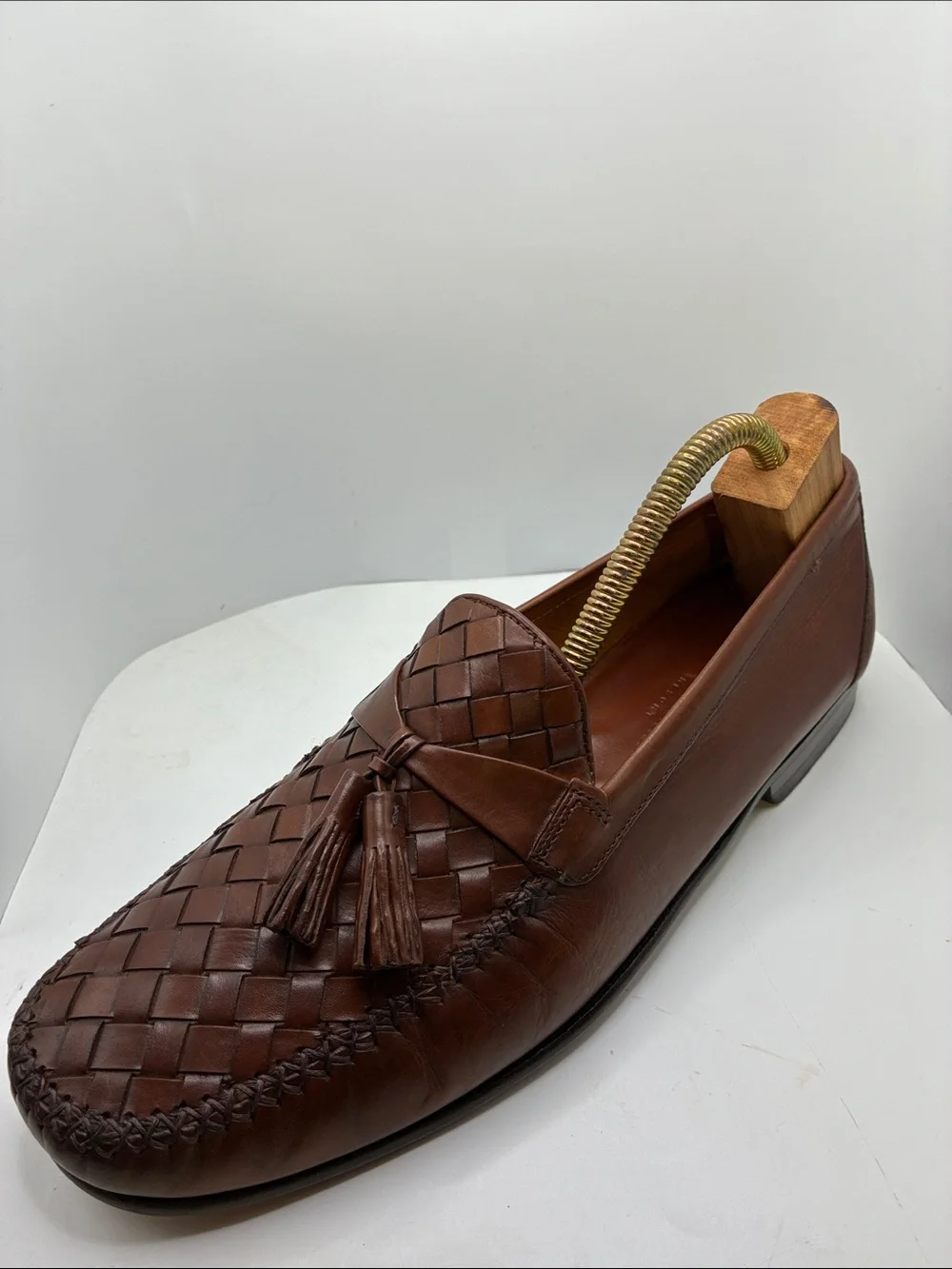COLE HAAN MENS LEATHER WOAVEN CASUAL/ FORMAL TOSSEL DESIGN LOAFER